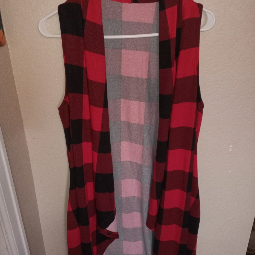 Lularoe buffalo plaid vest duster
